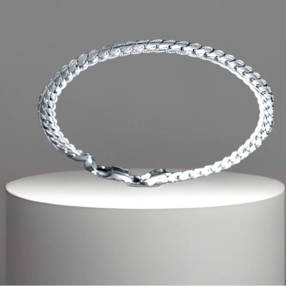 925 Sterling Silver Unisex Men & Women 7.87 Inches Luxury Cuban Chain Bracelet